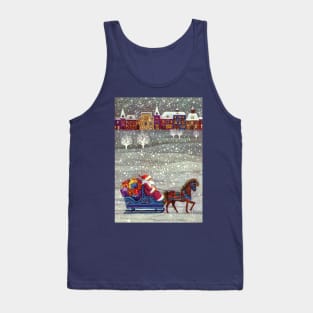 Vintage Santa Claus with Sleigh and Village Tank Top